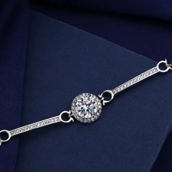 Moissanite Silver Tennis Bracelet Adjustable 2ct. Lab Created Diamond. - Picture 6 of 10